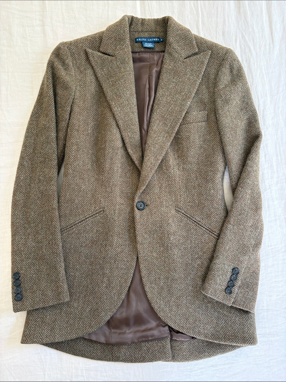Ralph Lauren Blue Label Brown Herringbone Wool Blazer - Picture 3 of 9